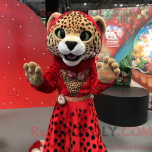 Rød leopard maskot kostume...