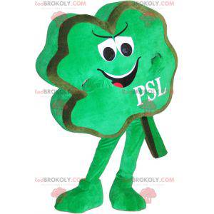 Playful green four leaf clover mascot - Redbrokoly.com