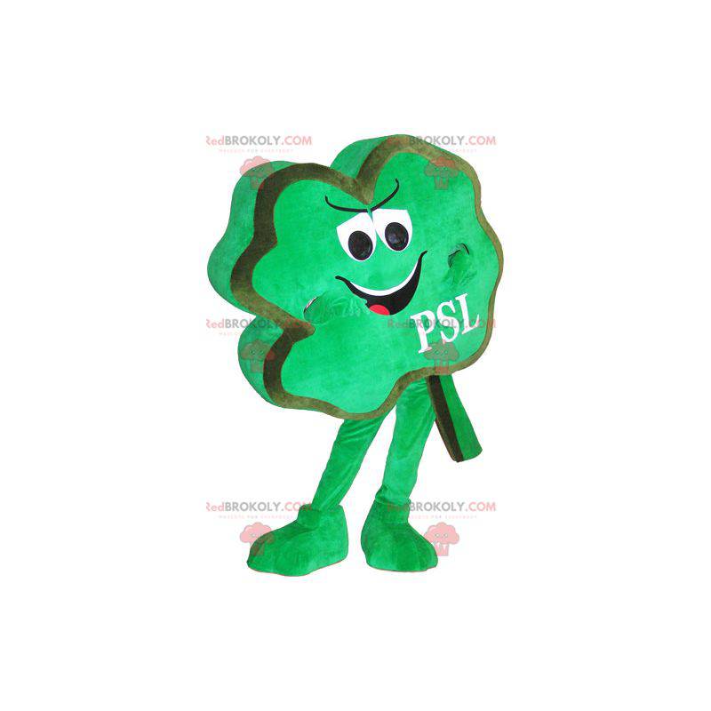 Mascotte de trèfle à quatre feuilles vert espiègle -