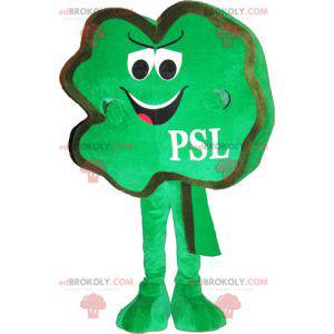 Playful green four leaf clover mascot - Redbrokoly.com