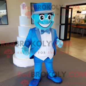Blå bryllupskake maskot...