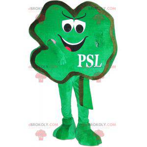 Playful green four leaf clover mascot - Redbrokoly.com
