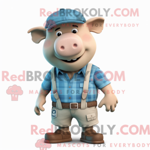 Cyan Sow maskotdraktfigur...