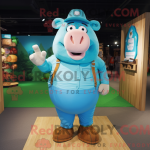 Cyan Sow mascot costume...