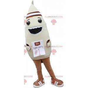 Mascotte de ravioli vapeur beige et marron - Redbrokoly.com