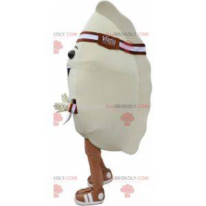 Beige en bruin gestoomde ravioli mascotte - Redbrokoly.com