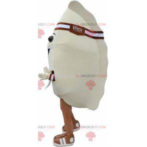 Mascotte de ravioli vapeur beige et marron - Redbrokoly.com