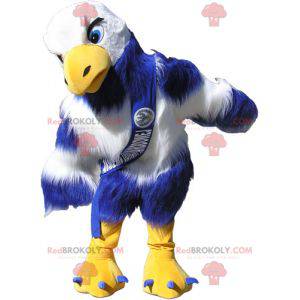 Mascote gigante abutre azul branco e amarelo - Redbrokoly.com