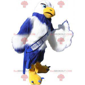 Giant yellow and white blue vulture mascot - Redbrokoly.com