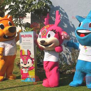 3 mascots of colorful and smiling characters - Redbrokoly.com