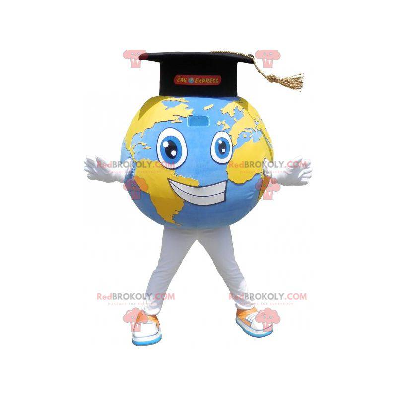 Riesenplanet Erde Maskottchen mit Abschlusshut - Redbrokoly.com