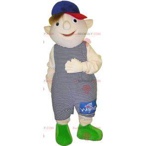 Mascotte del ragazzino che indossa un vestito a strisce -