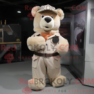 Beige beer mascottekostuum...