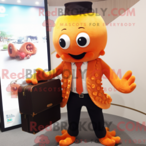 Fantasia de mascote Polvo laranja com blazer e pochetes - Mascotes laranja - REBROKO_223652 - RedBrokoly.com