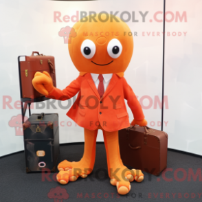 Fantasia de mascote Polvo laranja com blazer e pochetes - Mascotes laranja - REBROKO_223653 - RedBrokoly.com