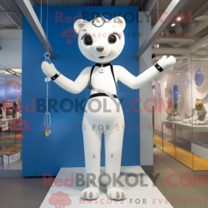 Hvid Trapeze Artist maskot...