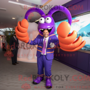 Lilla hummer maskot kostume...