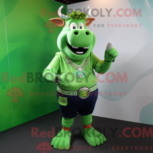 Green Bull maskot drakt...