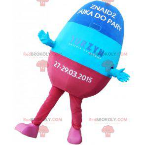 Blaues und rosa Pillenmaskottchen. Drogenmaskottchen -