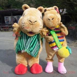 2 mascottes de cochons d'Inde de marmottes marron -