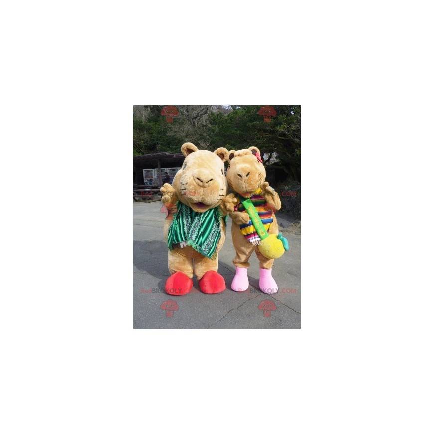 2 mascottes de cochons d'Inde de marmottes marron -