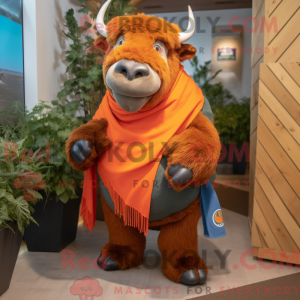 Orange Bison mascot costume...