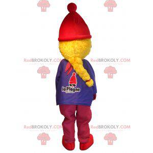 Mascot La Plagne. Blonde girl mascot in ski outfit -