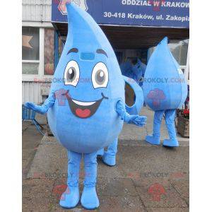 4 gigantische blauwe waterdruppels mascottes 2 jongens en een