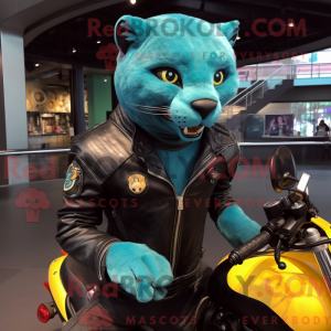 Turquoise Jaguarundi mascot...