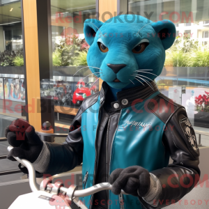 Turquoise Jaguarundi mascot...