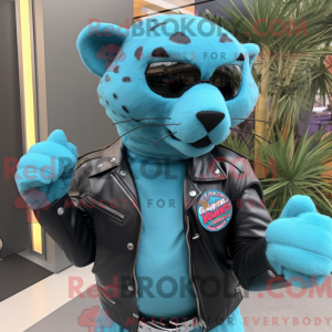 Turquoise Jaguarundi mascot...