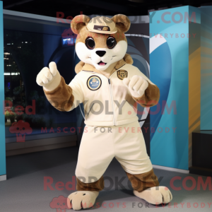 Cream Puma maskot drakt...