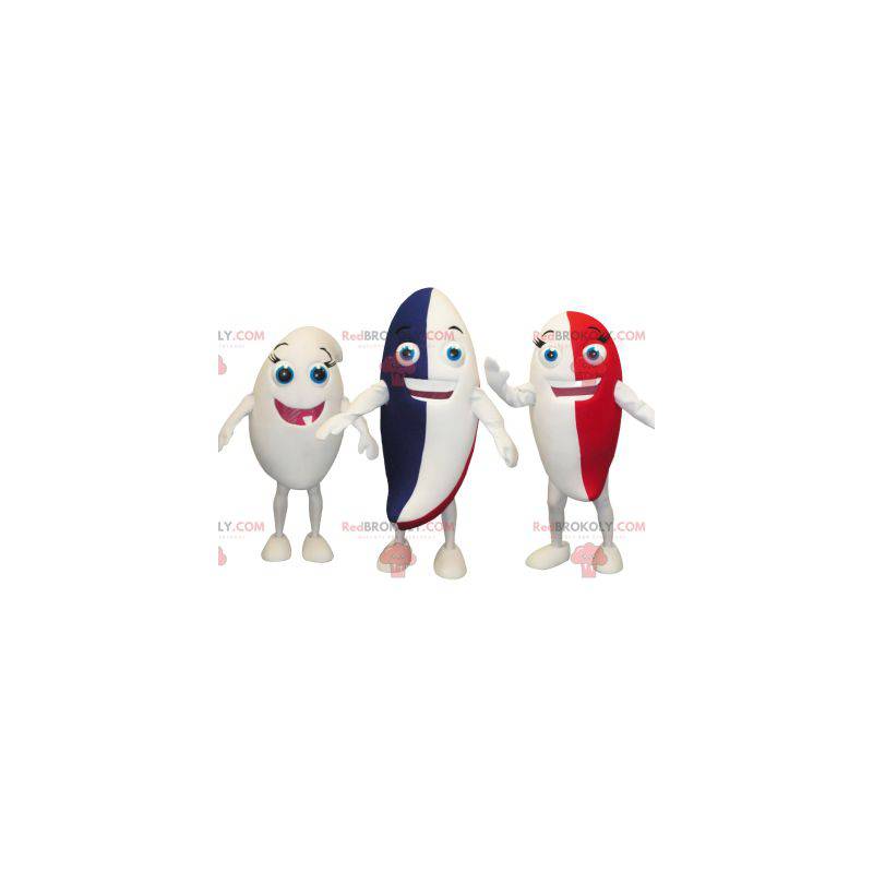 3 mascottes de bonshommes colorés de dentifrice - Redbrokoly.com