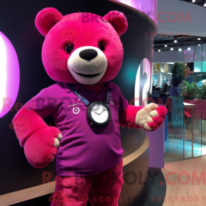 Magenta Teddy Bear maskotka...