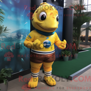 Yellow Cod mascot costume...