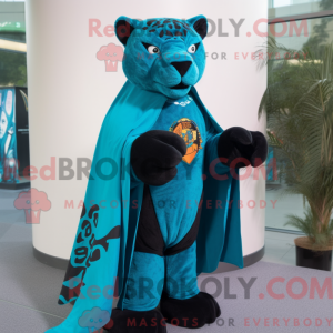 Turquoise Panther mascot...