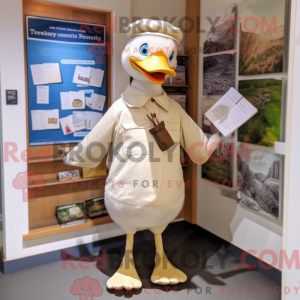 Beige gæs maskot kostume...