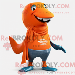 Orange pukkelhval maskot...