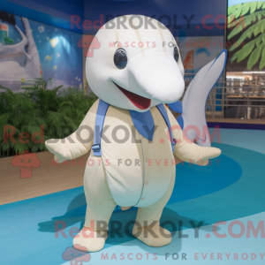 Beige Whale maskot kostume...