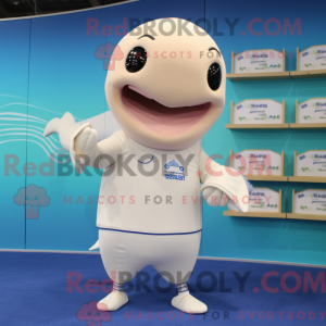 Beige Whale mascot costume...