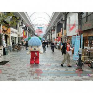 Teddybär Maskottchen mit blauen Haaren und Steppdecken -