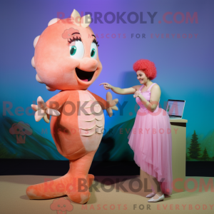 Peach Mermaid Maskottchen...