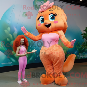 Peach Mermaid maskot...