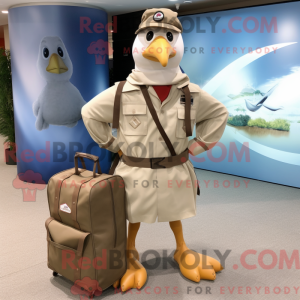 Tan Seagull maskot kostume...