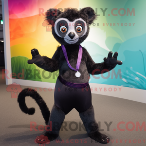 Black Lemur mascottekostuum...