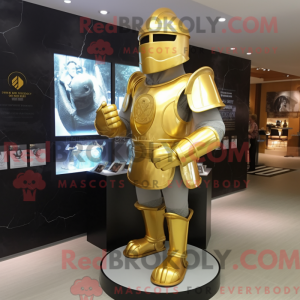Gold Medieval Knight mascot...