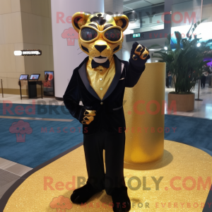Gold Panther mascot costume...