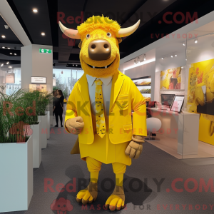 Gul Buffalo maskot kostume...