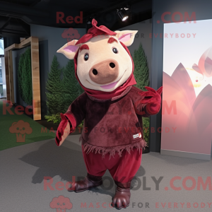 Maroon Wild Boar mascot...