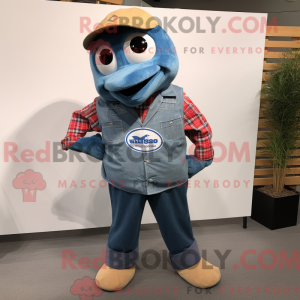 Blauwe zalm mascottekostuum...